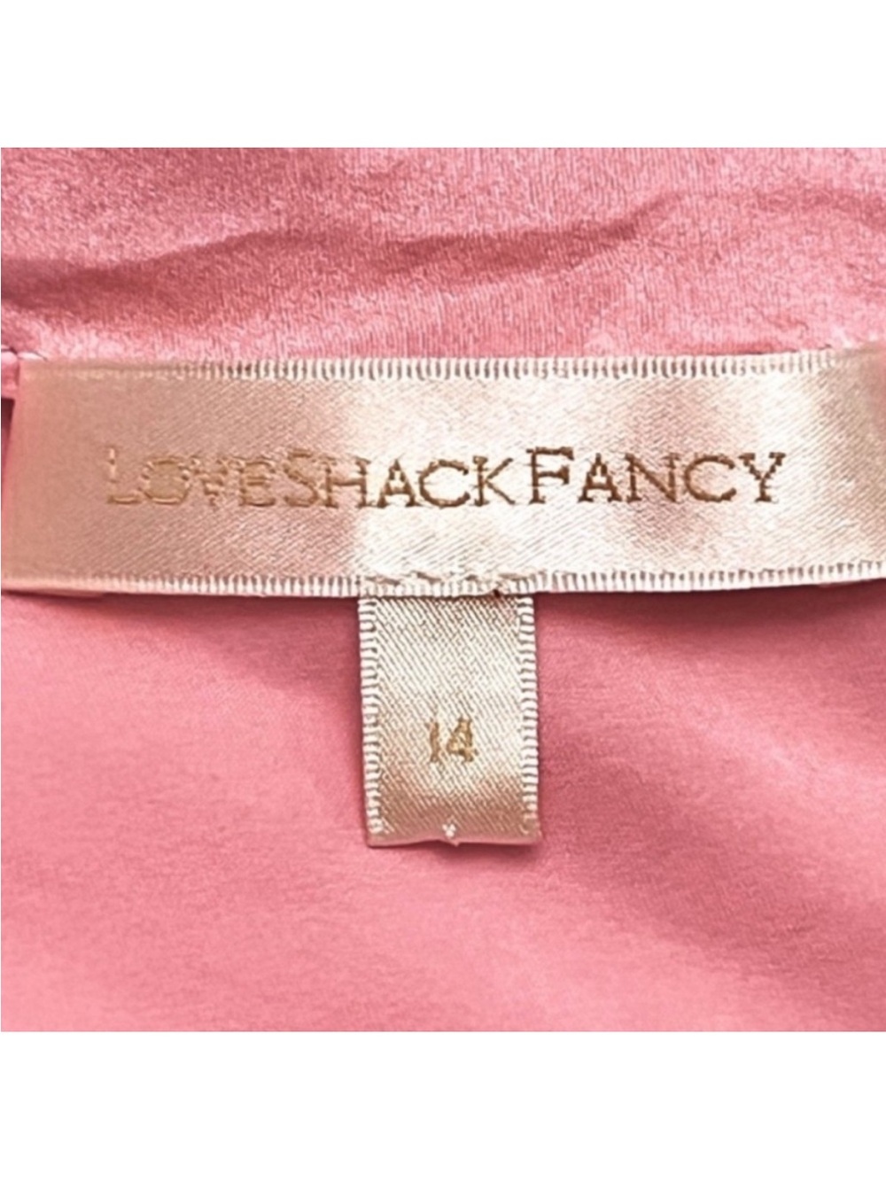LoveShackFancy Lionel Pink Cowl Neck lace-trimmed silk Mini Dress Size 14 - Picture 11 of 13